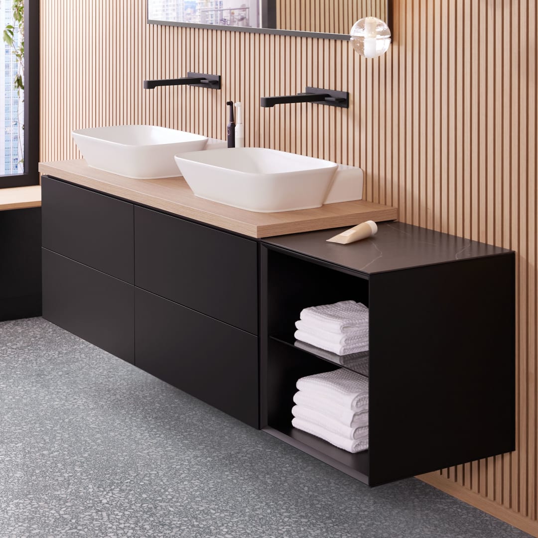 Geberit ONE Abdeck. f. Seitenschrank/-Element 45x0,4x46,5cm, Marmoroptik schwarz matt