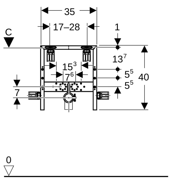 Geberit Kombifix Element für Waschtisch Standarmatur