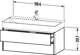 DU WTU XSquare 397x984x460mm 2 Schubk., Betongrau Matt