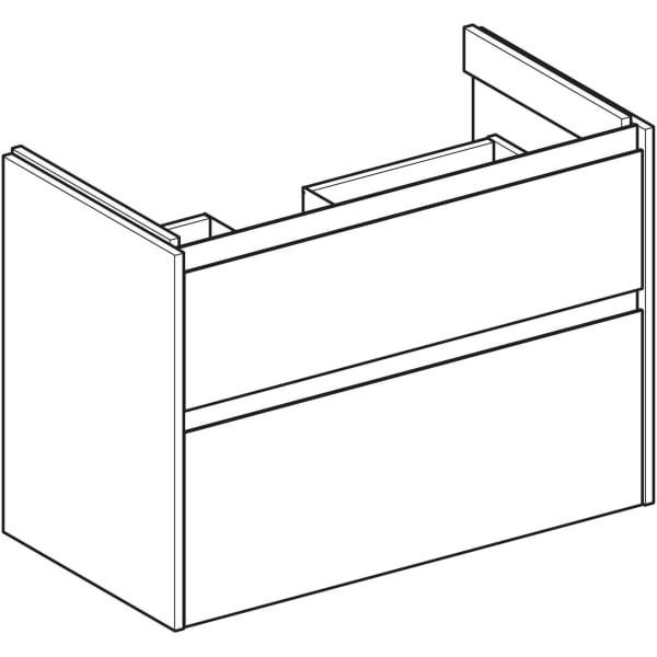 Geberit Renova Plan US f. WT, m. 2 Schubladen 84,6x60,6x44,6cm, Nussbaum hickory