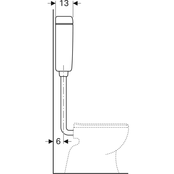 Geberit AP127 AP-Spülkasten, Spül-Stopp-Sp halbh. WA hinten Mitte, weiß-alpin