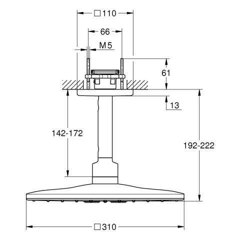 GROHE Kopfbrauseset Rainshower 310 SmartActive Cube 26481 Deckenausl. chrom
