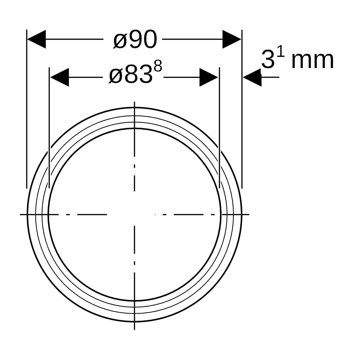 Geberit Silent-PP Rohr mit Muffe d90x3,1 L:100cm