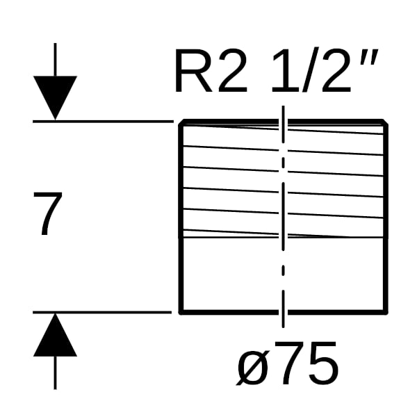Geberit PE Übergang mit Aussengewinde d75 R2 1/2