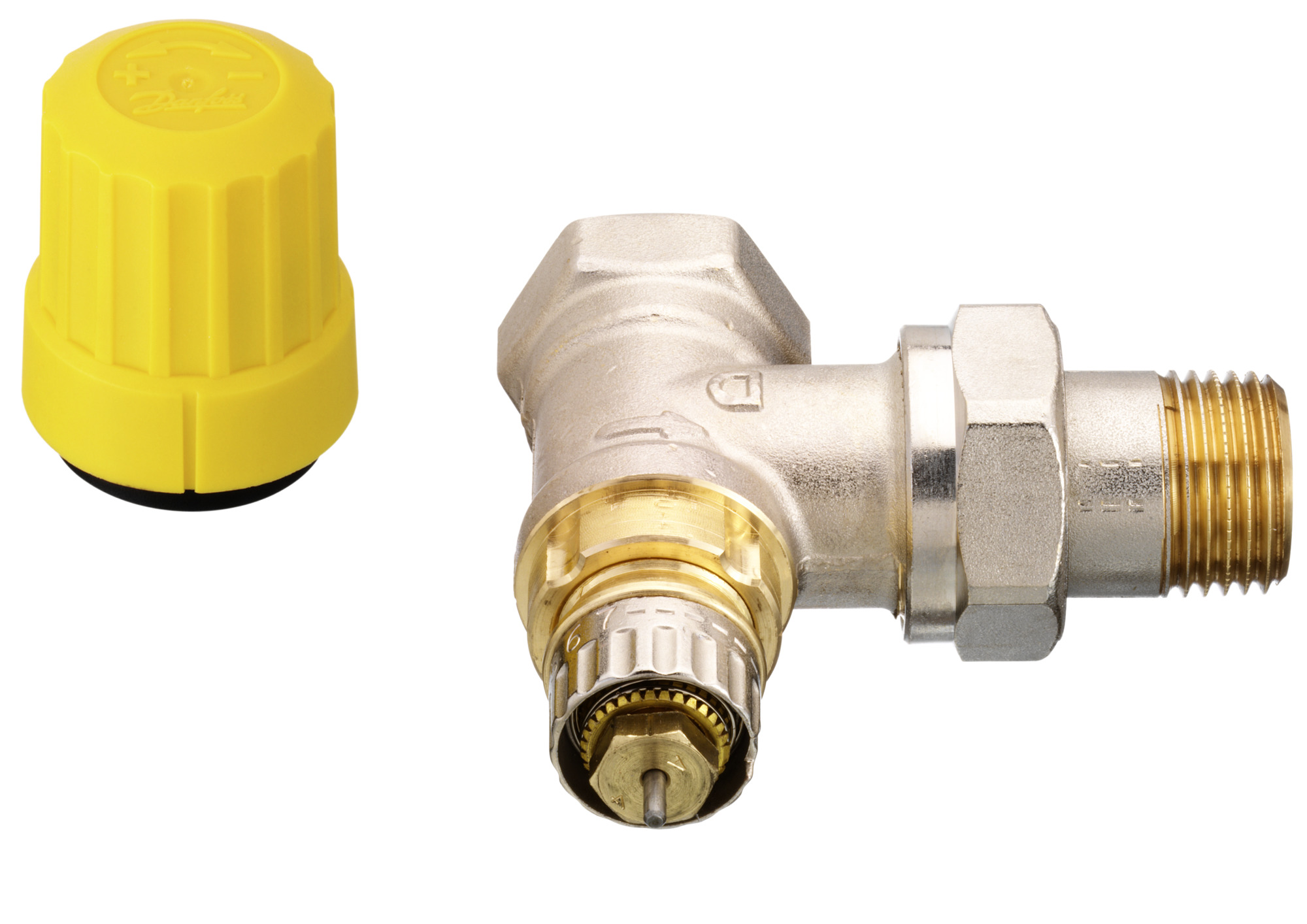 Danfoss Ventilgehäuse RA-UN 15 R 1/2, Eck, matt vernickelt