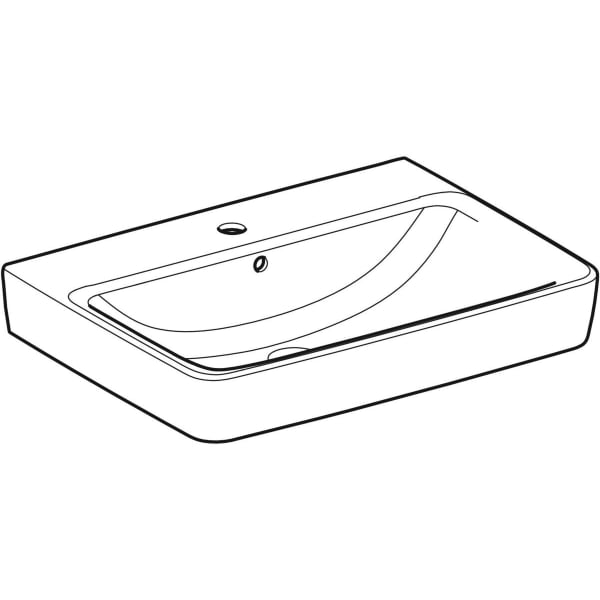 Geberit Renova Plan Aufsatzwaschtisch 65x48cm m. Hahnloch, m. Ül., weiß, KeraTect
