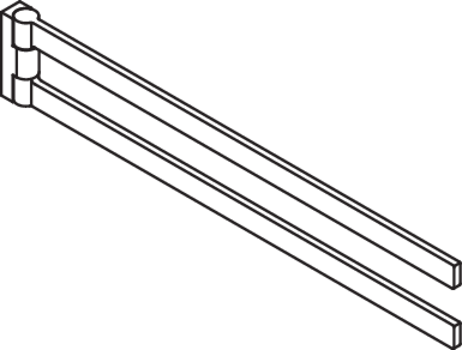HEWI Handtuchhalter Sys 900 Q, chrom, L:446 mm, Arme schwenkbar