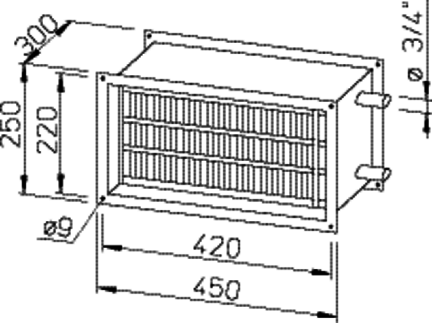 Helios WHR 4/40/20 Warmwasser-Heizreg. f. Rechteck-Kanäle