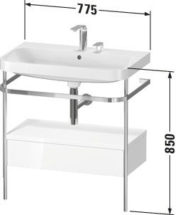 Duravit Metallkonsole bodenstehend HD2 Plus 850x775x490mm, Graphit Supermatt, 1 HL