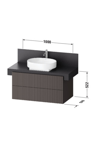 Duravit Balcoon Konsol.-WTU 1000x522 Sbk.2,Elfenbein Struk.,Korp.Elfenb.M.