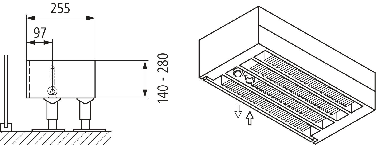 Kermi Kon m. Str. Typ44 BH280x255x2400 QN5201, weiß, 6bar, o. Abd., AB Uni.