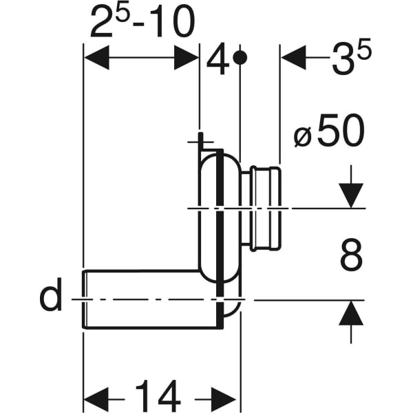 Geberit Urinal Geruchsverschluss Abgang horizontal d50 weiß-alpin