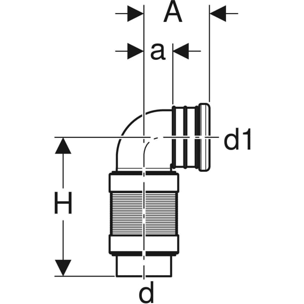 Geberit PE Anschlussbogen 90Gr für Wand-WC ausziehbar d90/90