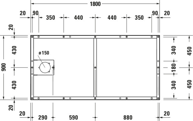 Duravit Fußgestell für Duschwanne Tempano 1800x900mm