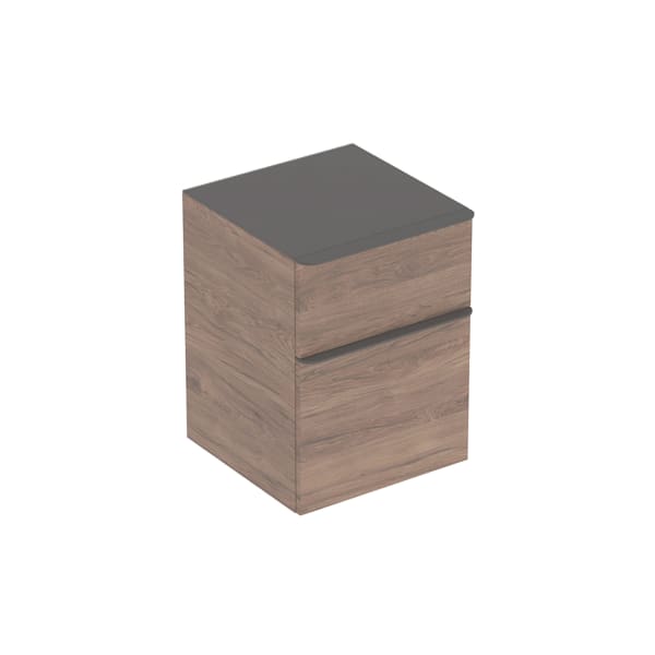 Geberit Smyle Seitenschrank, eckig mit 2 Schubladen, 45x60x47cm, Nussbaum