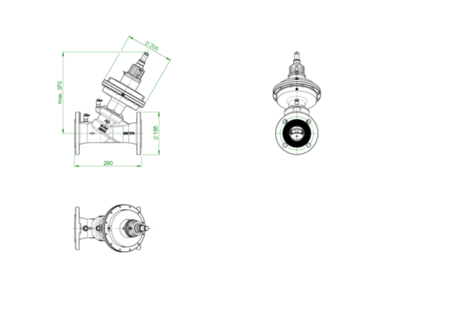 OVENTROP-Regulierventil "Cocon QFC" DN65, PN16, DIN Flansch, bis 20 cbm/h