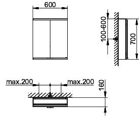 KEUCO Royal Modular 2.0 SPS, bel. 80021, Vorb,1Steckd/USB,sb-elox,600x700x160mm