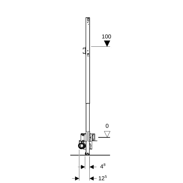 Geberit Duofix Element f. Dusche, 130cm CleanWall W-Ablauf, W-Arm.AP, H:90-250mm