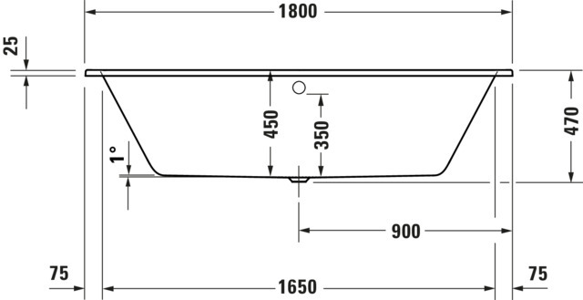 DU D-Code 2.0 BW, 1800x800mm, Einbau 2 Rückenschrägen, Weiß