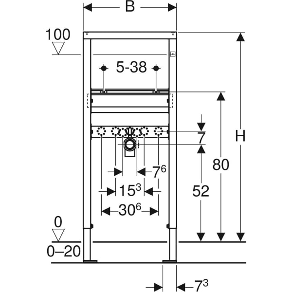 Geberit DuofixBasic Element für WT, 112 cm Standarmatur, Wandanker