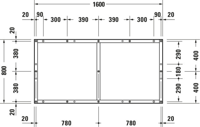 Duravit Fußgestell für Duschwanne Tempano 1600x800mm