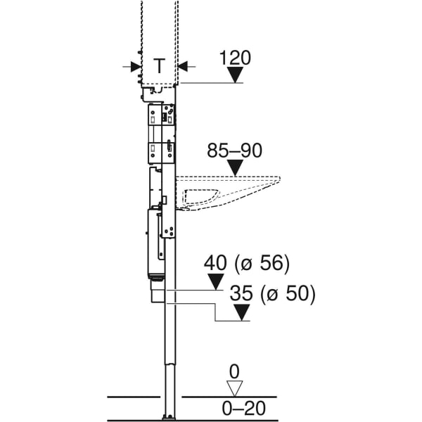 Geberit Duofix Element für One Waschtisch für Wandarmatur, raumhoch B120