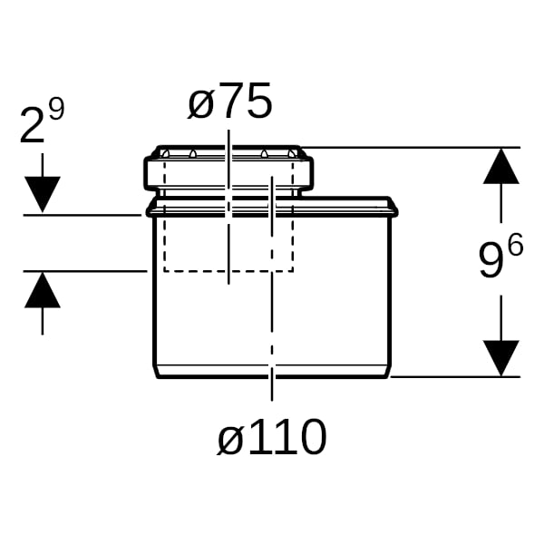 Geberit Silent-PP Reduktion exzentrisch kurz d110/75