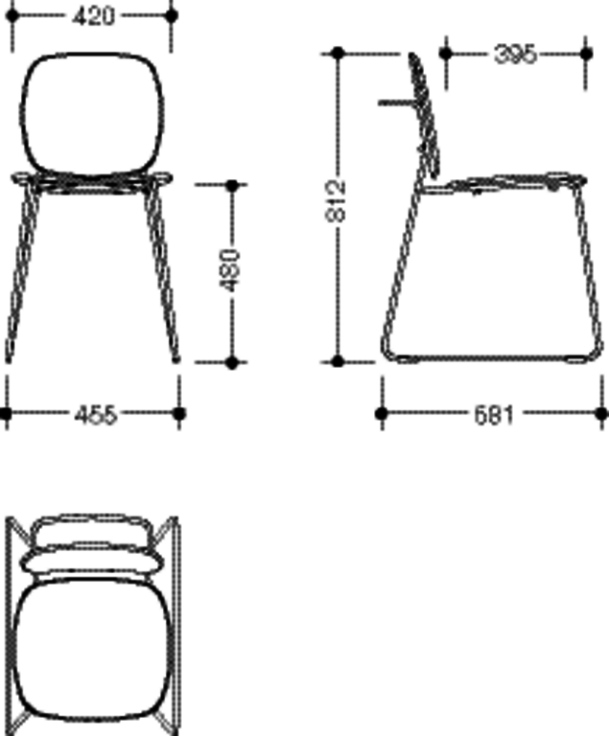 HEWI Badstuhl, H:812mm, B:455mm, Gestell verchromt anthrazitgrau