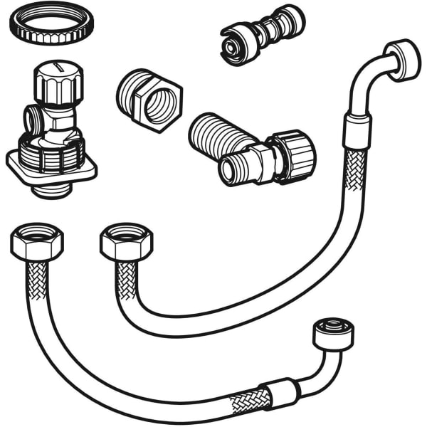 Geberit Wasseranschlussset hinten Mitte zu Monolith Sanitärmodul für WC 114 cm