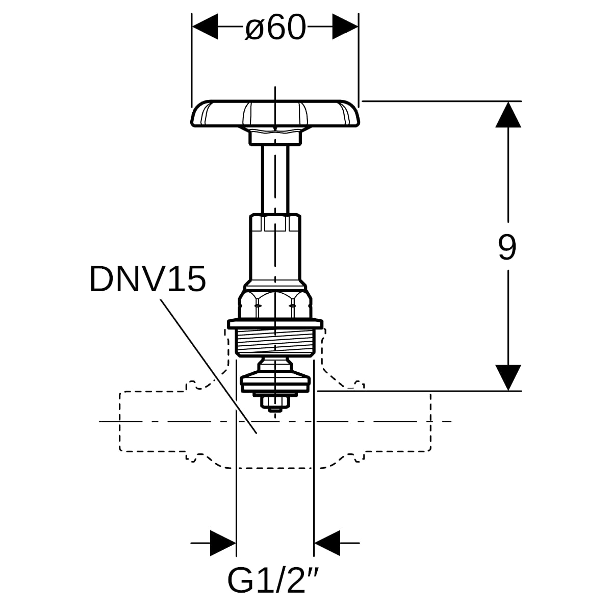 Geberit Oberteil mit Handrad G1/2