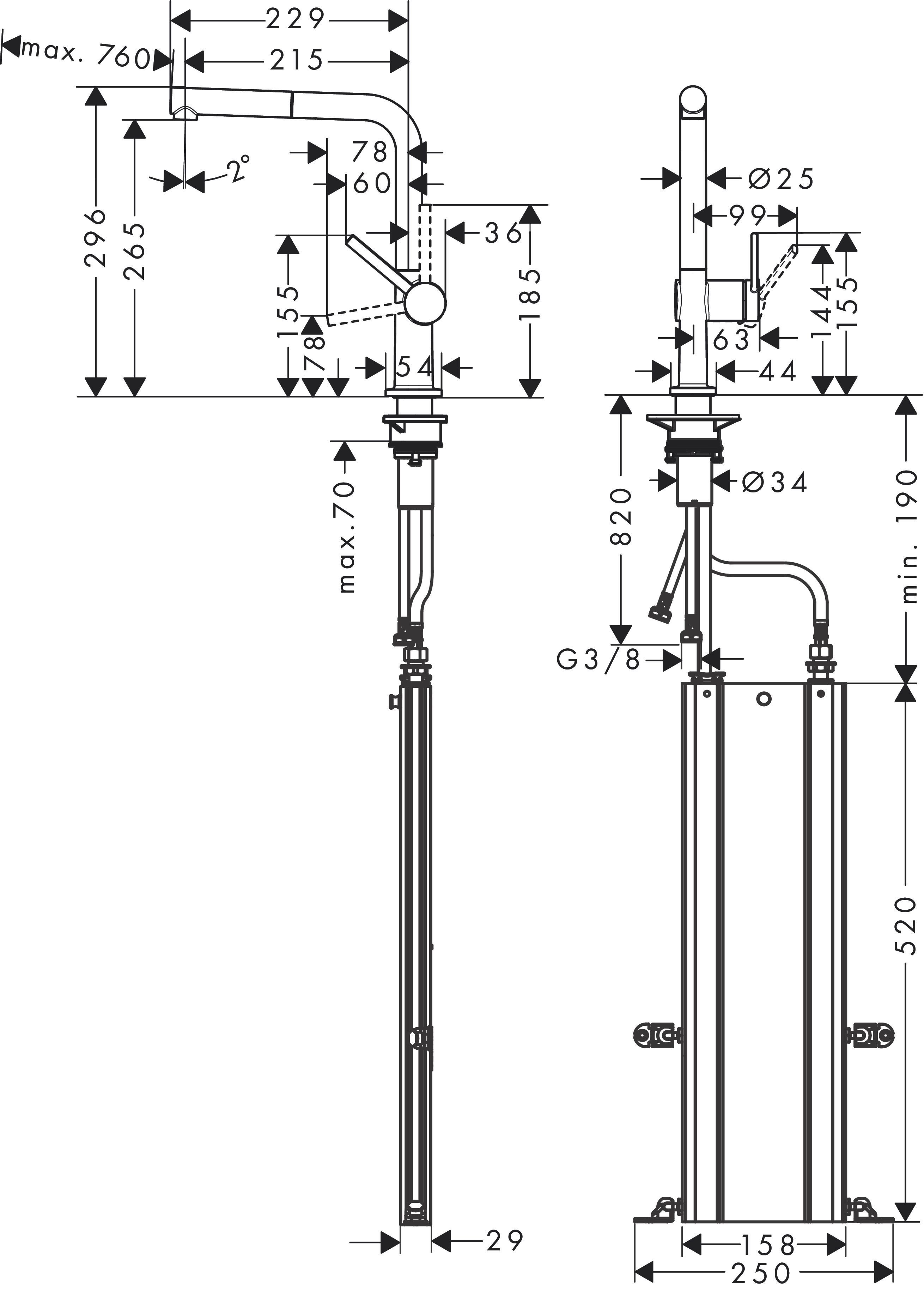 Hansgrohe Spültischmischer 270 Talis M54 Ausziehauslauf 1jet sBox chrom