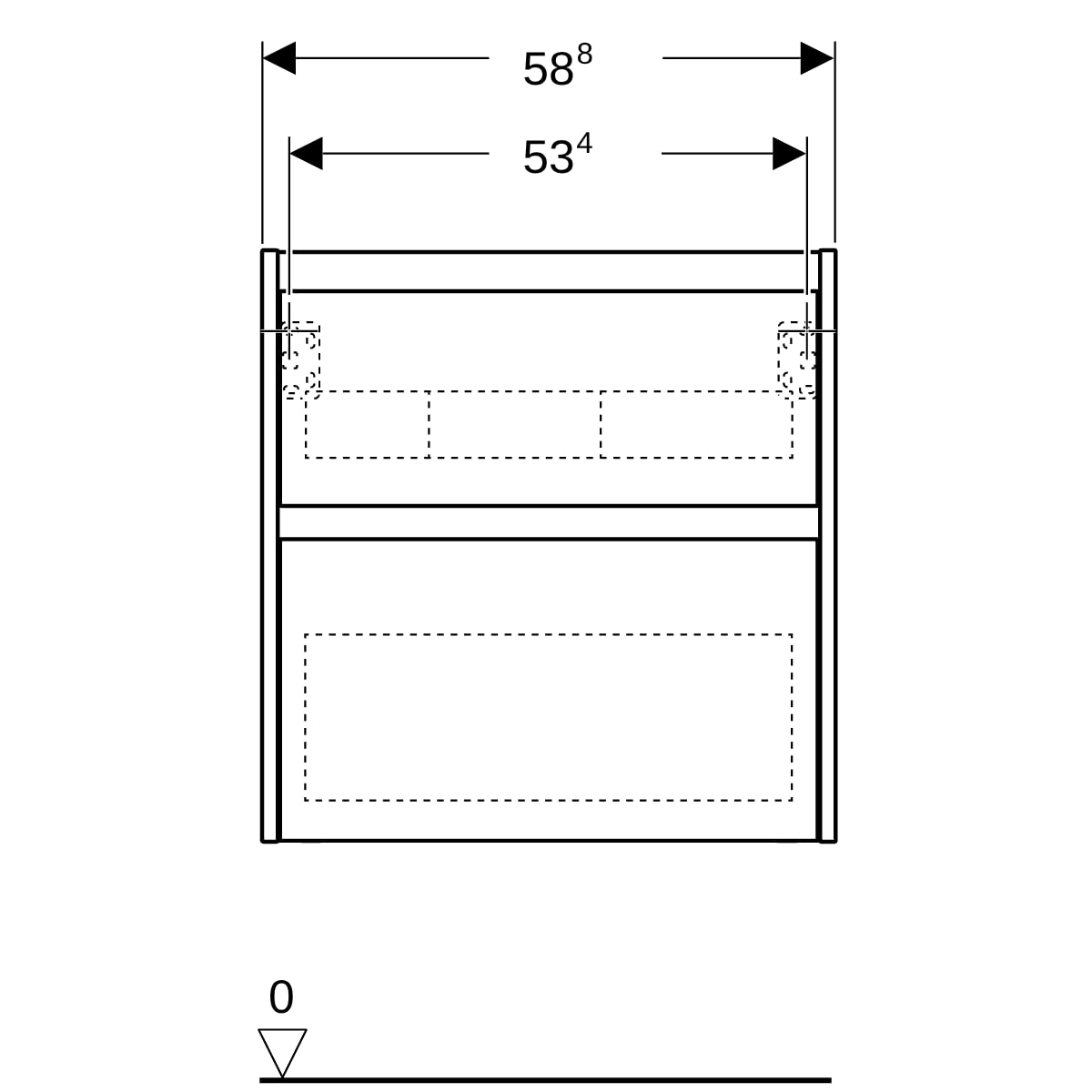 Geberit Unterschrank für MWT, 2 Schubladen B:60cm, sandgrau matt