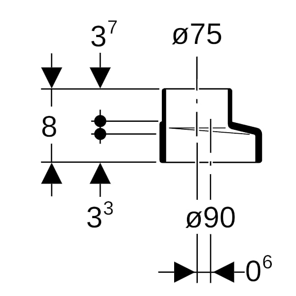 Geberit Silent-db20 Reduktion exzentrisch kurz d90/75