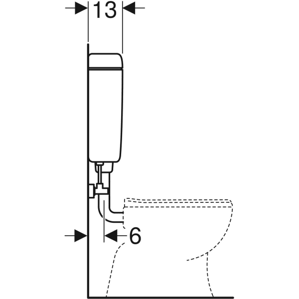 Geberit AP127 AP-Spülkasten, Spül-Stopp-Sp tiefh. WA unten links, weiß-alpin