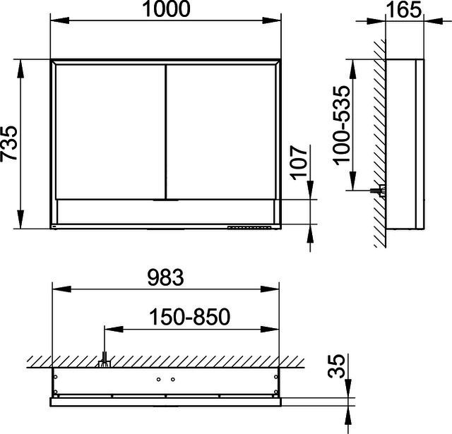 KEUCO SPS Royal Lumos 14304, VB Hzg. 1000x735x165mm si.-elox.