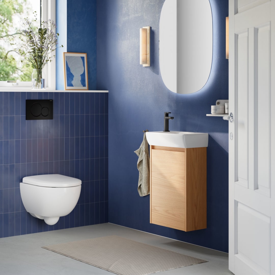 Geberit Renova Compact US für HWB, mit 1 Tür 41,2x60,5x20,1cm, Eiche natur