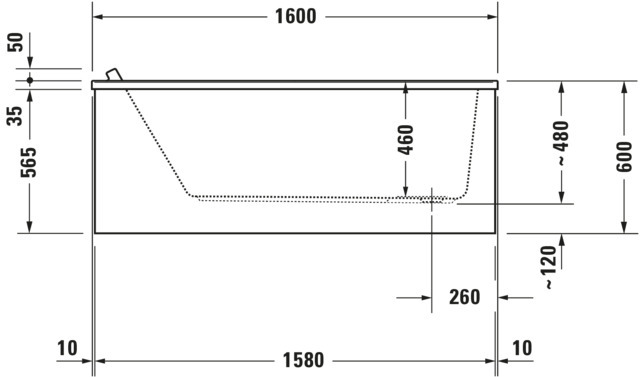 Duravit Starck Whirlwanne 1600x700mm, Einbau Rückenschr.1 Variabel, Combi P, Weiß