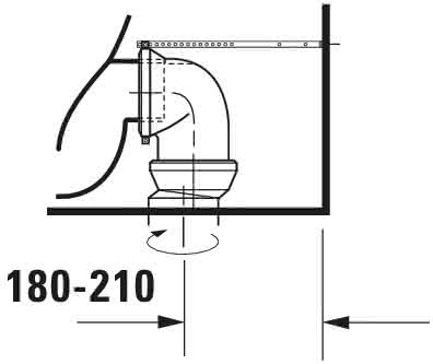 DU Stand-WC Kombi Starck 3 655 mm Tiefspüler, f.SPK, Abg.Vario, weiß WG