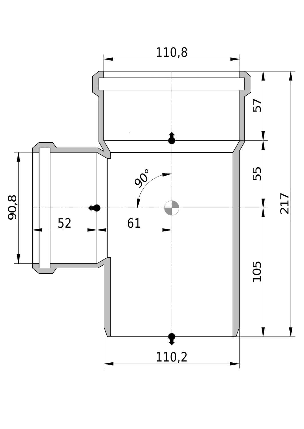 Wavin Abzweig AS+ DN 100x90 87 Grad