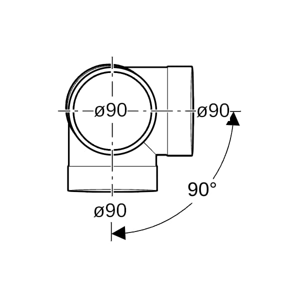 Geberit Silent-db20 Eckabzweig 88,5Gr d90/90