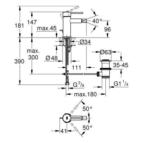 GROHE Einhand-Bidetbatterie Essence 24178_1 hard graphite gebürstet