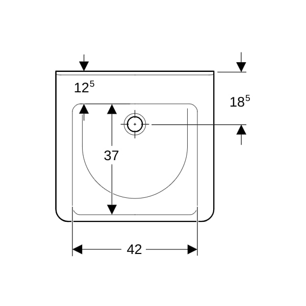 Geberit Renova Comfort WT eckig, barrierefrei 55x52,5cm, o. Hl., o. Ül., weiß KeraTect