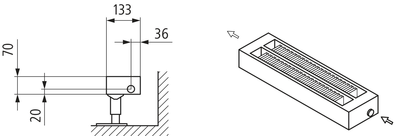 Kermi Konvektor Typ32 BH70x133x500mm QN297, weiß, 6bar, m. Abd, AB 12