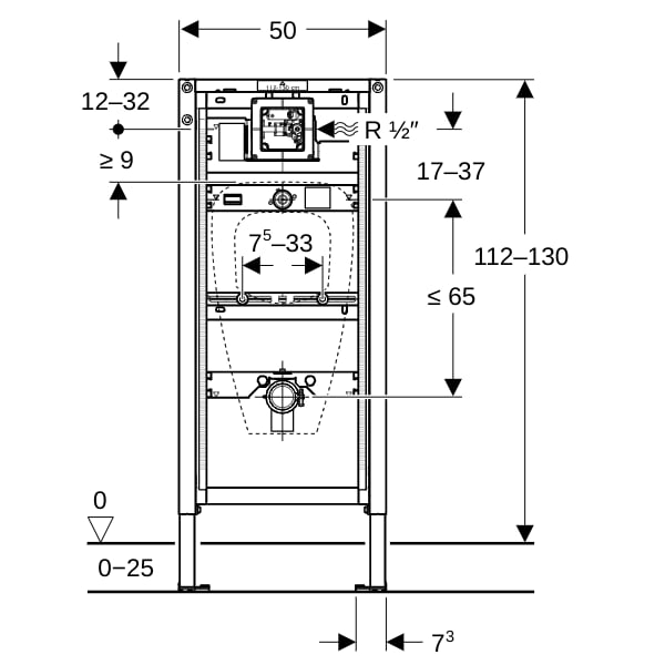 Geberit Duofix Element f. Urinal, 112-130 cm universell