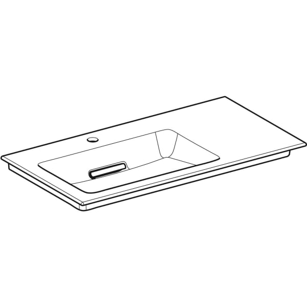 Geberit ONE MWT 90x48cm, CleanDrain, Ablg.re m. Hl., o. Ül., weiß, KeraTect/weiß glzd