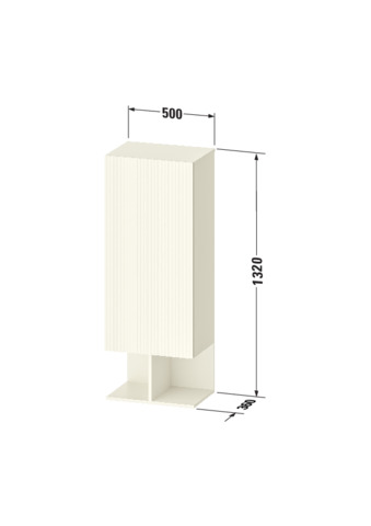 Duravit Balcoon HHS,Tür 1,TA L,1320x500x360 o.Fach 2,Elfenbein Struk.,Korp.Elfenb.M.
