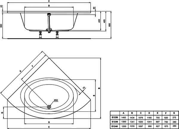 IS Eck-Badewanne Connect Air, 1400x1400x465mm, Weiß
