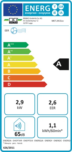 Klimagerät MKT 295 ECO S-Line 2,9 kW 3 l/h silber 90 m³ REMKO Klimagerät MKT 295 ECO S-Line 2,9 kW 3 l/h silber 90 m³ REMKO