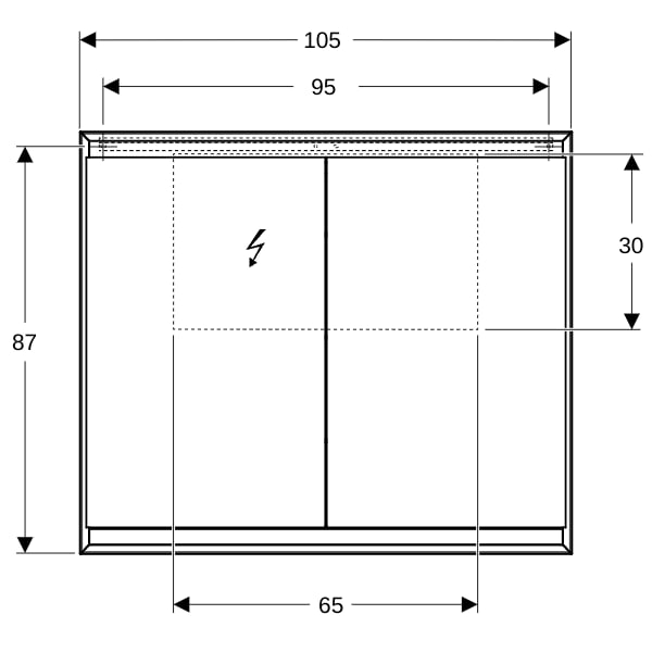 Geberit ONE Spiegelschrank mit ComfortLight 2 Türen, AP-Mont., 105x90x15cm, weiß
