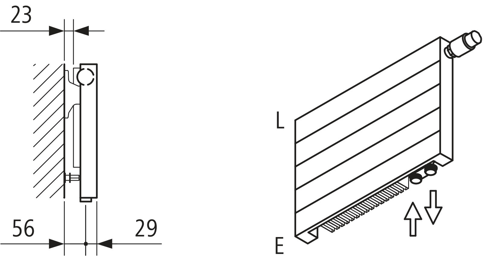 Kermi V-Heizwand HHV11 BH490x61x1600 QN1448,weiß,6bar,m.Abd.,Ausf. re,LH400
